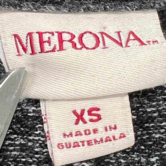 Merona Womens Sweater XS Gray Heather Pullover Long Sleeve Pocket Crewneck Light - Picture 2 of 3